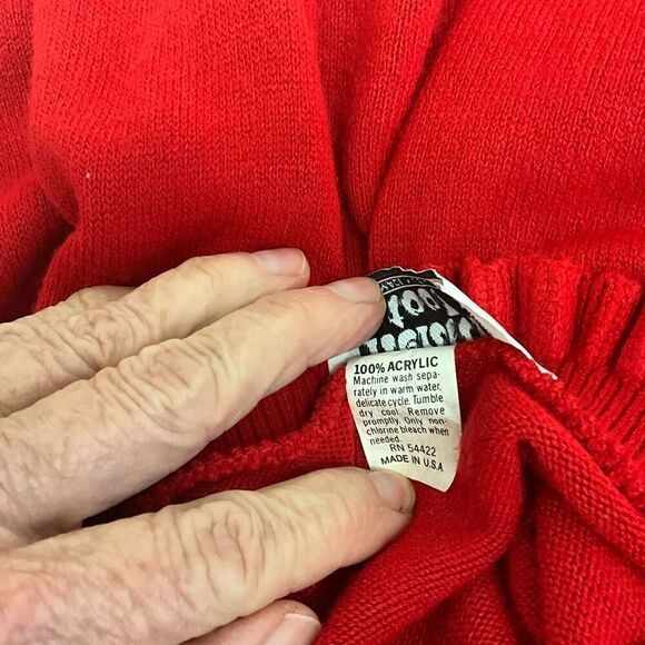 Vintage 70s 80s Kenneth Too Women’s Small Red Acrylic High Neck Pullover Sweater - Picture 9 of 10